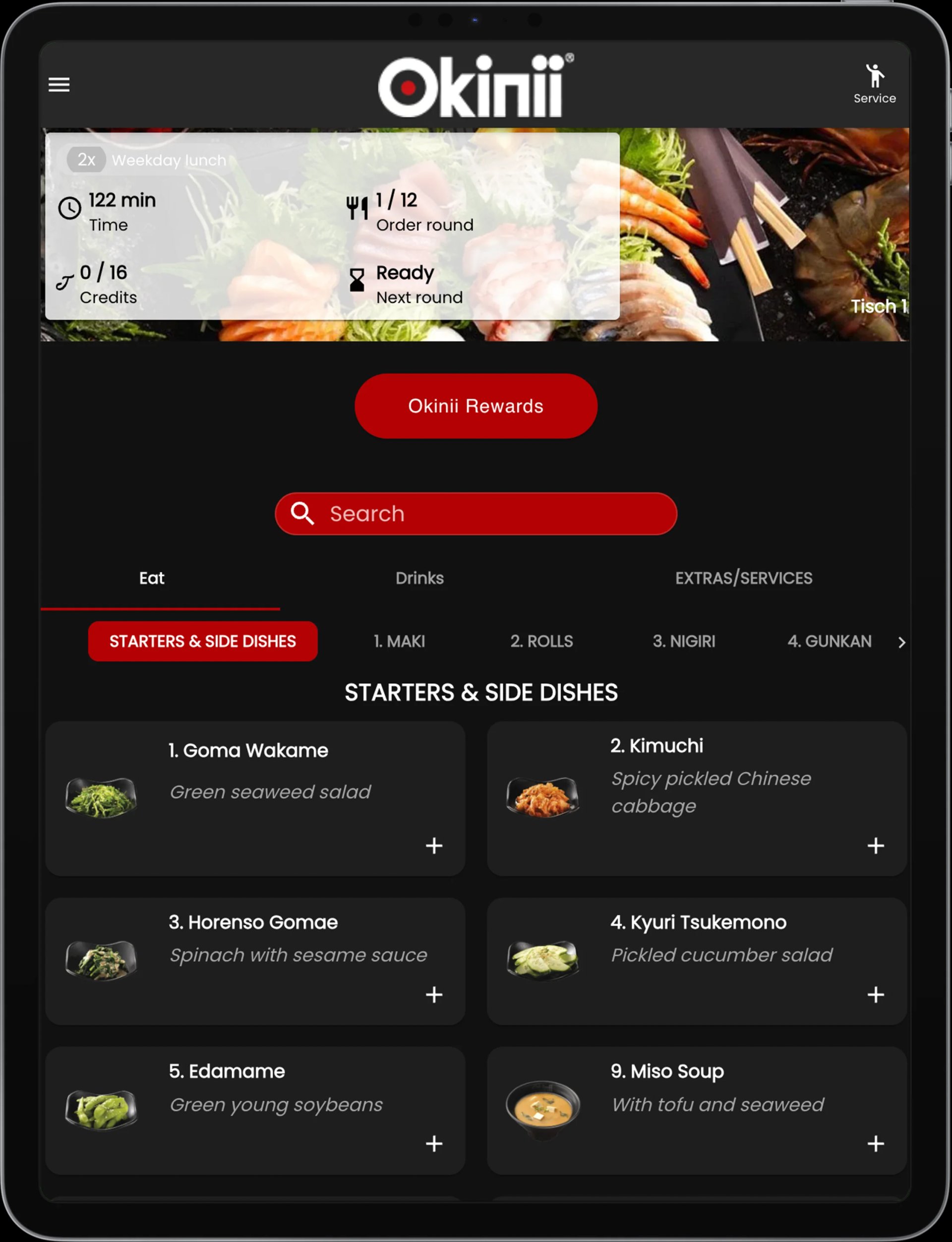 All-you-can-eat tablet bestellen bij Okinii - gecontroleerde rondes via tablet