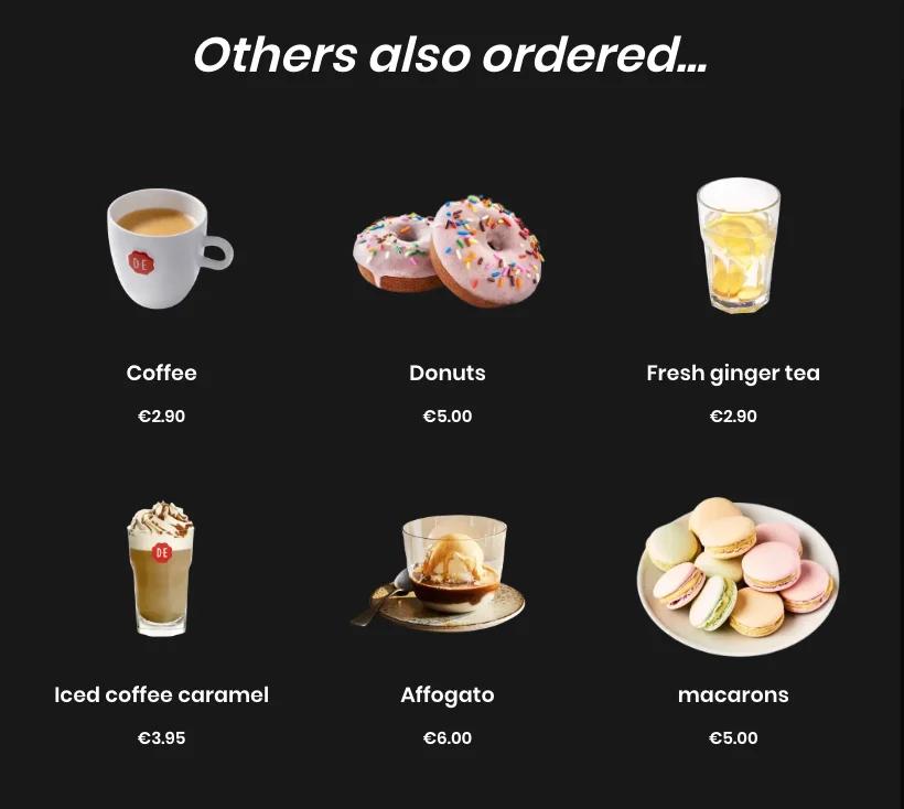 Jamezz kiosk upsell feature - Automatic suggestions for additional items such as drinks and side dishes