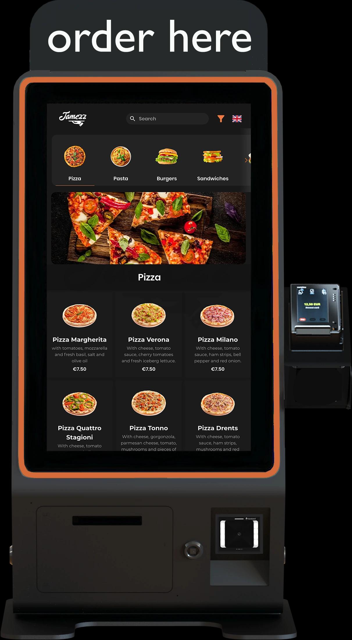 Jamezz self-ordering kiosk - Interactive touchscreen terminal for restaurants and hospitality venues