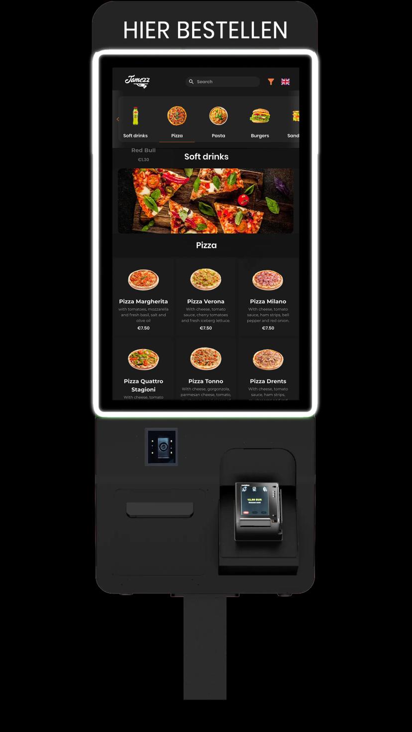 Jamezz kiosk in black - Premium self-ordering system for restaurants and hotels