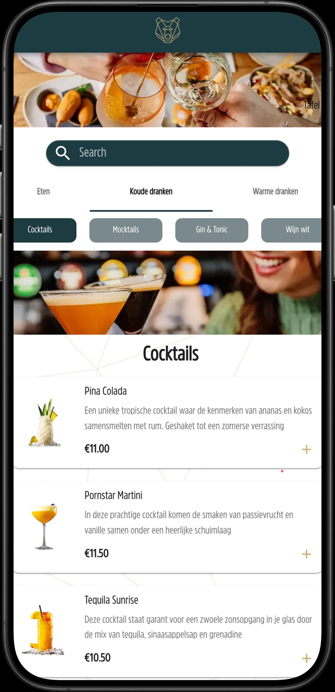 Jamezz QR-bestellen in actie bij De Beren restaurant — gasten bestellen via digitale menukaart op smartphone