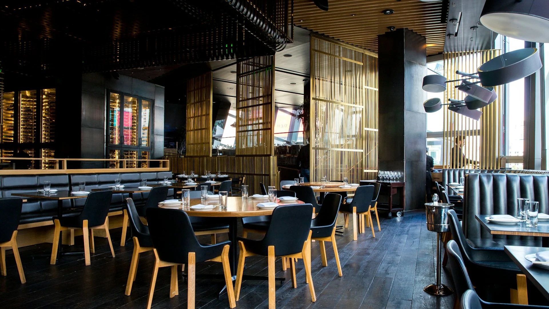 Modern restaurant interior with digital ordering solutions